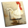 Interrupteur décoré Coq Blanc